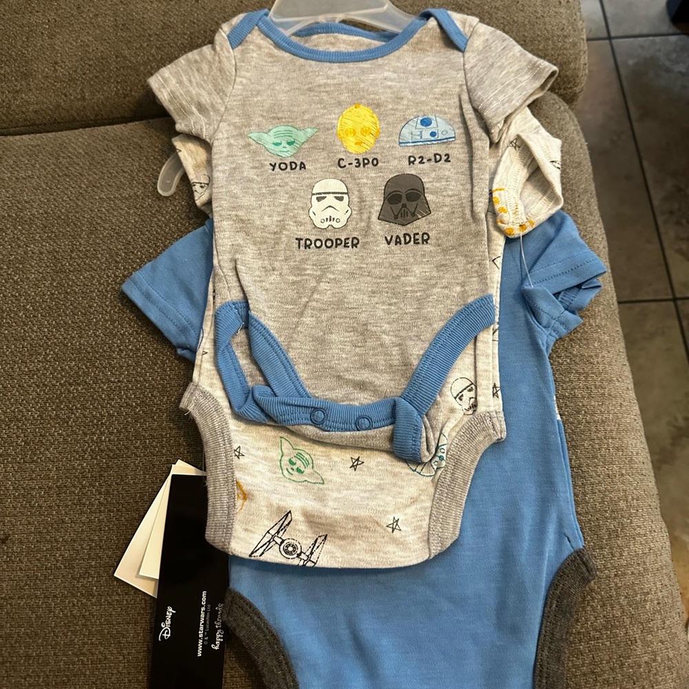 3 pack of Star Wars onesies
